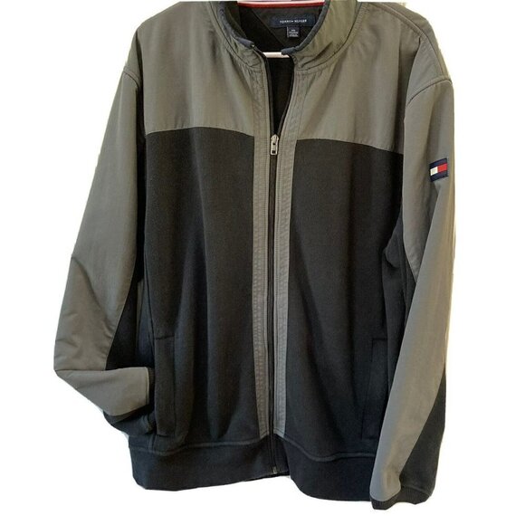 Tommy Hilfiger Men’s Bomber Yacht Ribbed Fleece Gray Black Bomber Jacket-XXL - Picture 2 of 12